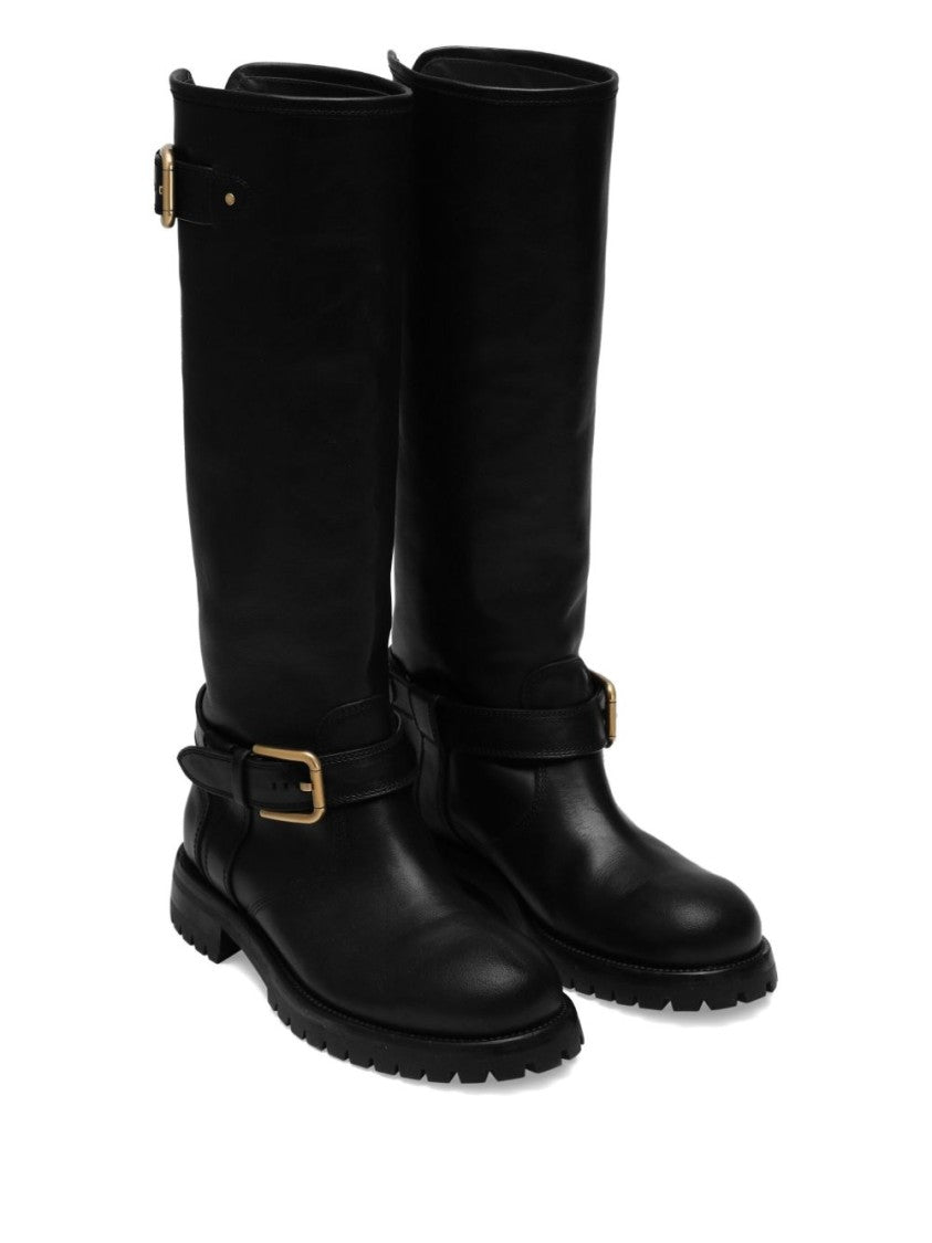 Dolce & Gabbana Black Ankle Boots With Gold-Tone Buckles