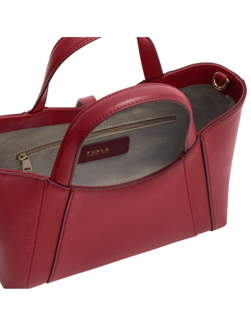Furla Goccia S Leather Tote Handbag, Cherry Color