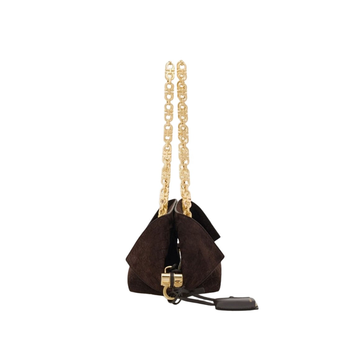 Salvatore Ferragamo Dark Brown Suede Shoulder Bag