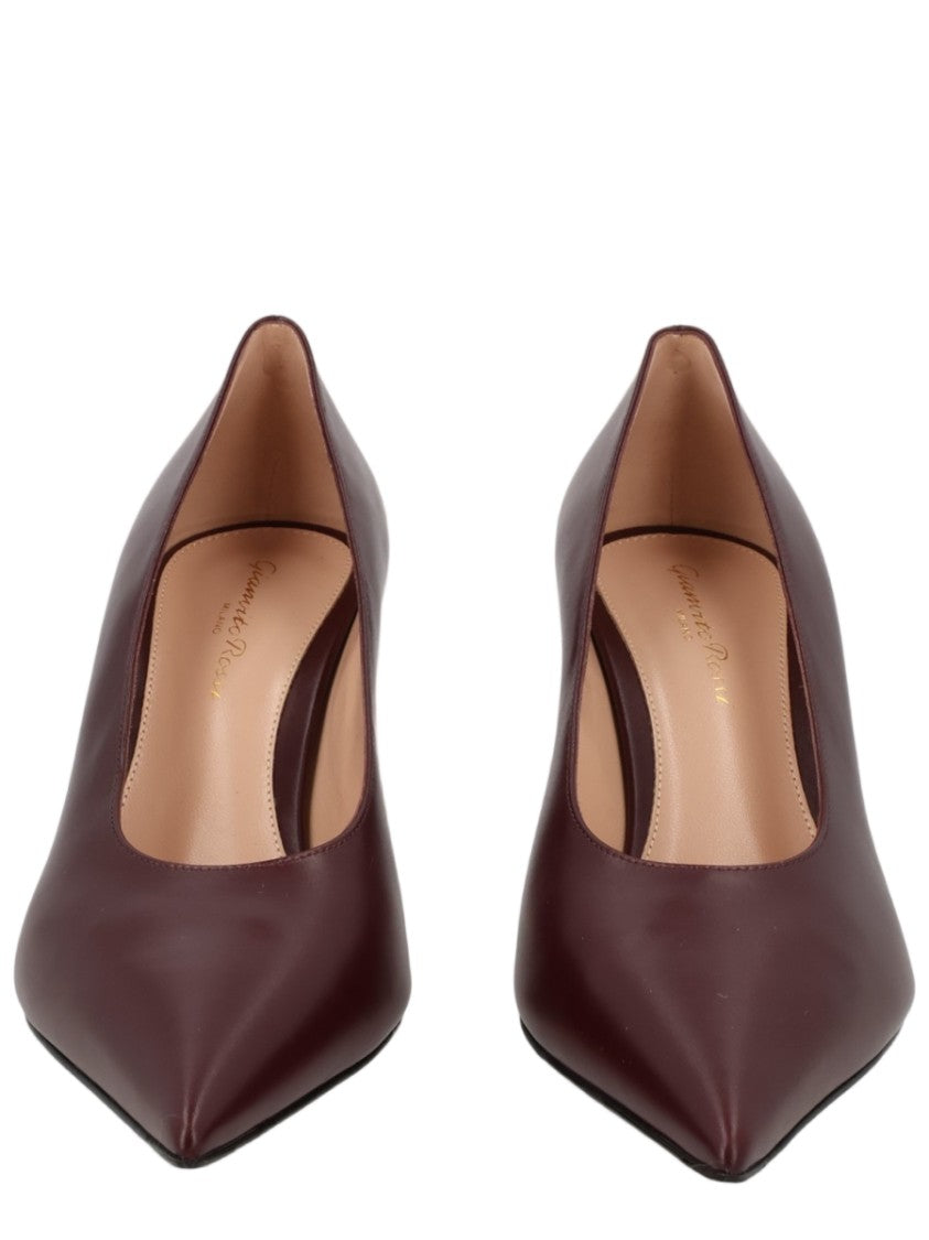 Gianvito Rossi Gold Pointed-Toe Polished Leather Pumps
