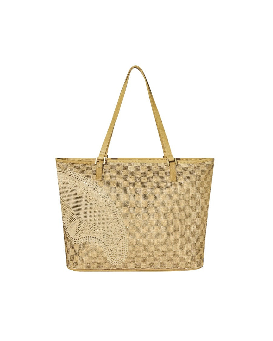 Sprayground Two Tone Gold 2-Tone Gold Checkered Tote Bag