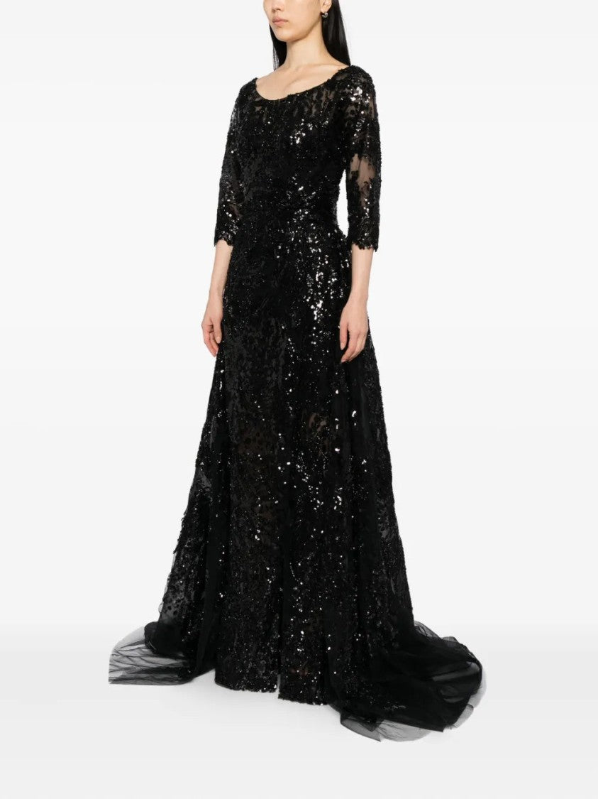 Saiid Kobeisy Embroidered Long Dress With Overskirt