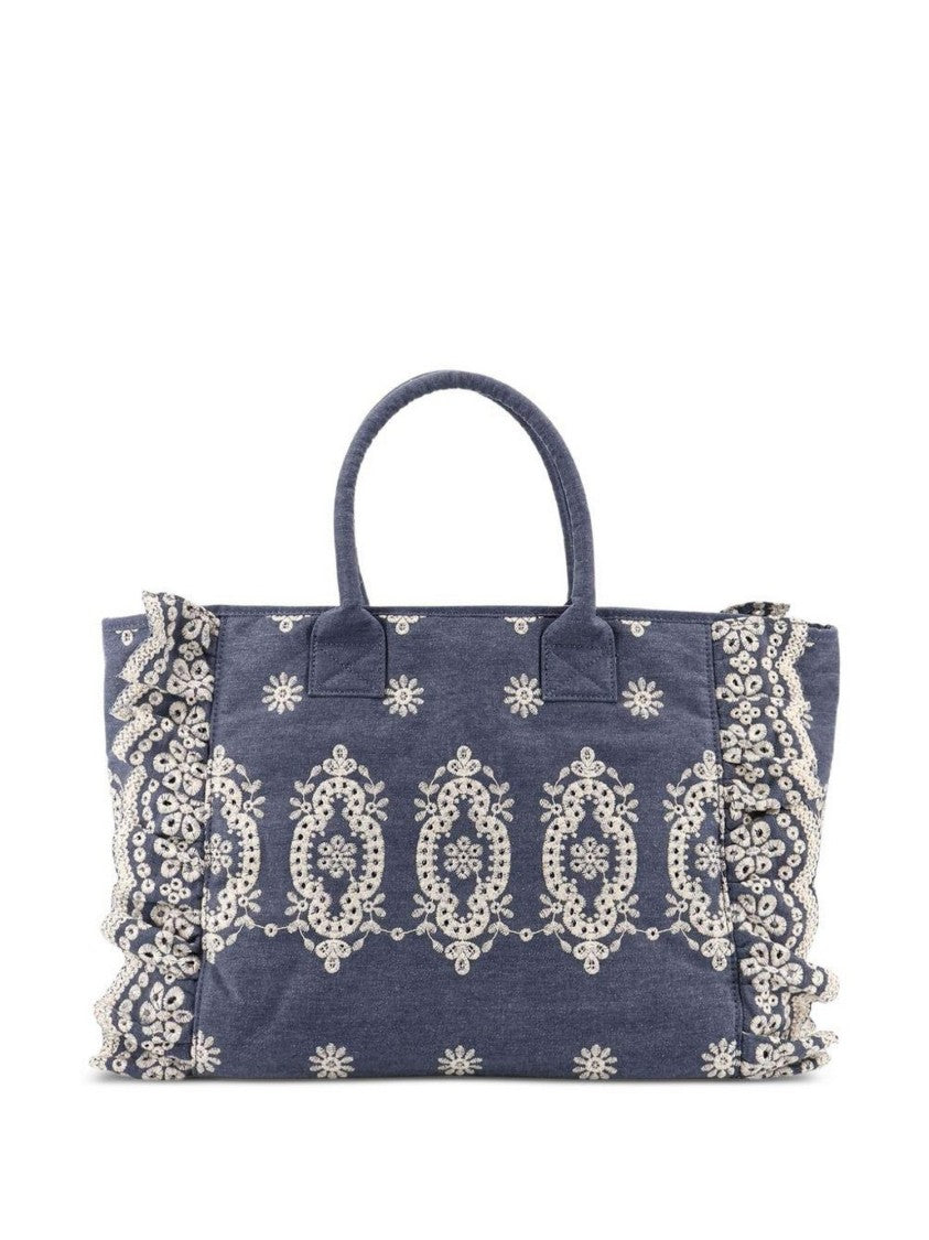 Mc2 Saint Barth Intricate Lace-Embroidered Rectangular Tote Bag