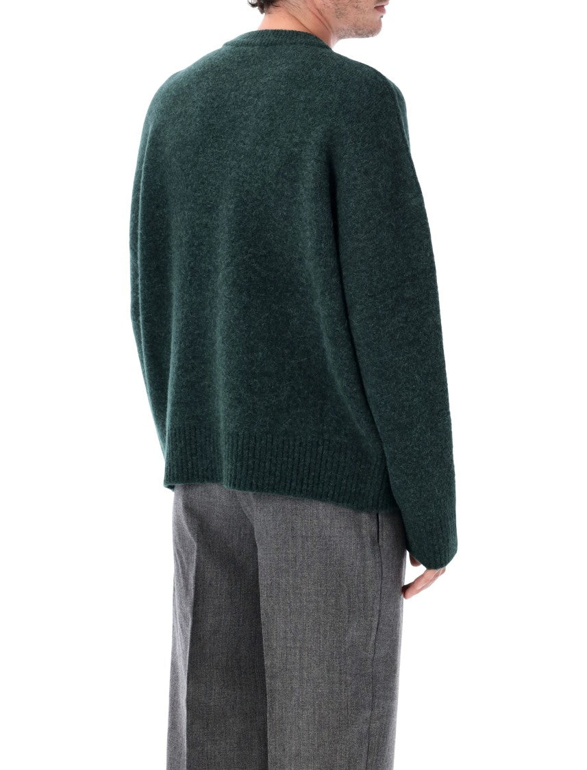 Ami Paris Dark Green Adc Heart Emblem Crewneck Sweater