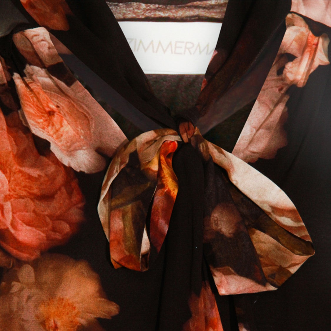 Zimmermann Sheer Floral Black Top With Long Sleeves