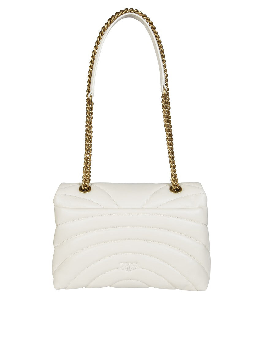 Pinko White Quilted Leather Shoulder Bag With Gold-Tone Clasp