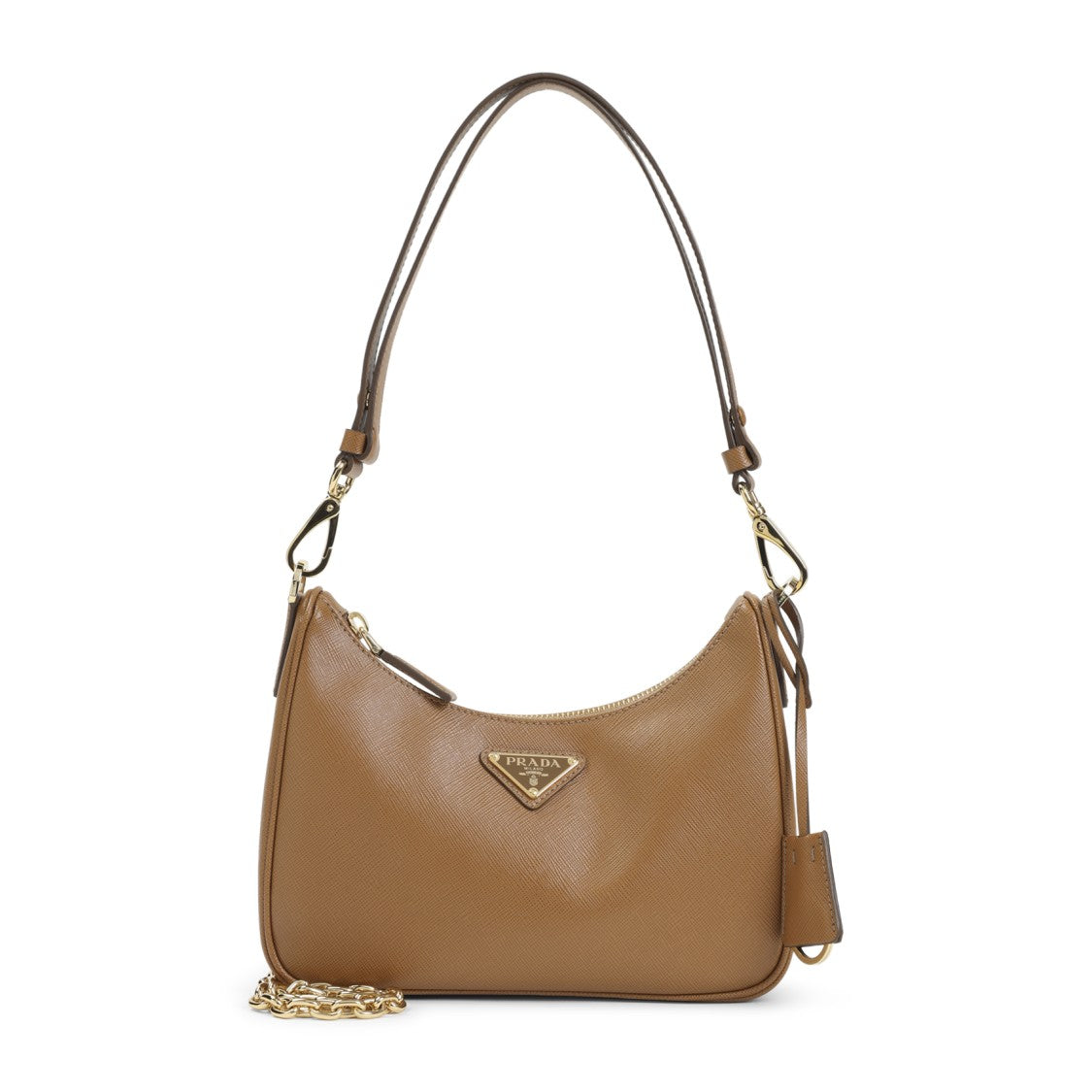 Prada Structured Brown Calf Leather Shoulder Bag