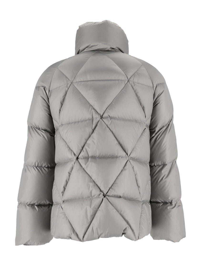 Fay Diamond Quilted Down Cape Jacket With Metallic Clasp