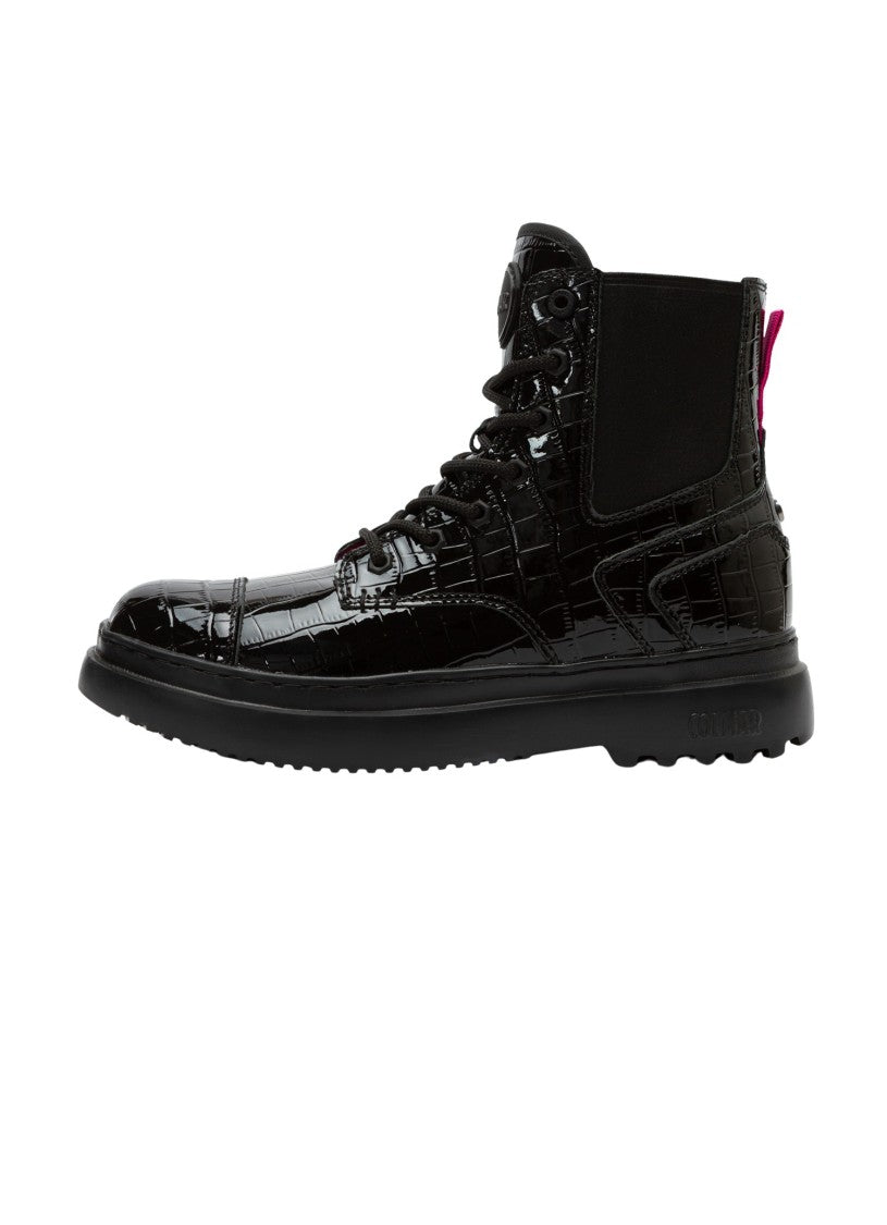 Colmar Originals High-Gloss Crocodile Pattern Ankle Boots