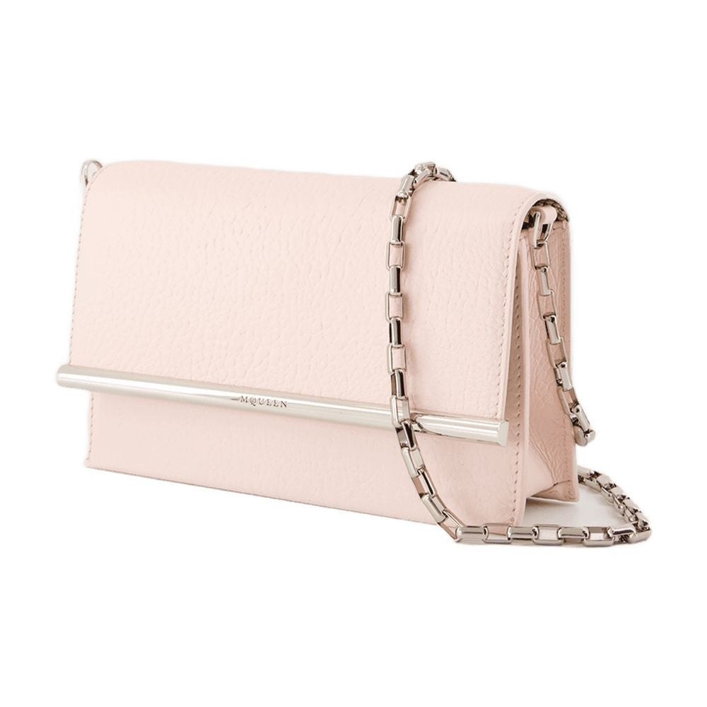 Alexander Mcqueen Mini Cross Bar Purse - Leather - Pink/Silver