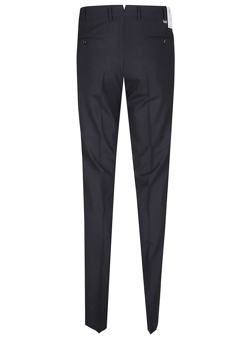 Pt Torino Black E-Slim Wool-Blend Trousers