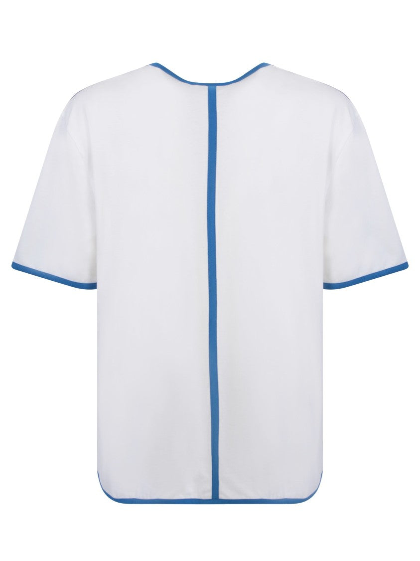 Sunnei White Cotton T-Shirt With Logo Patch