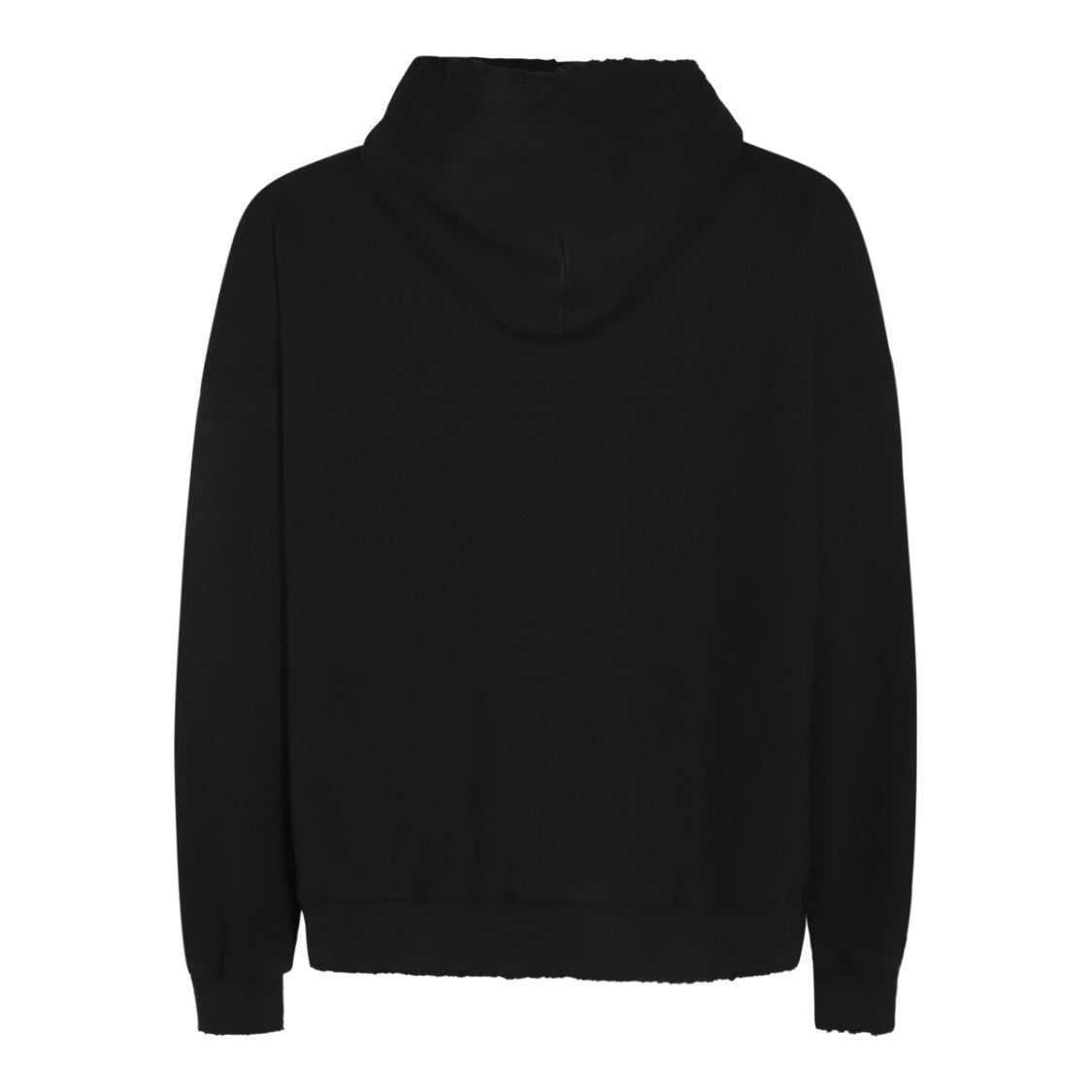 Palm Angels Black Cotton Sweatshirt With Embroidered Logo And Frayed Detail