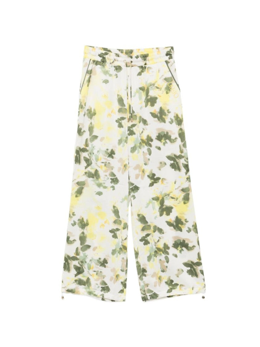 Liu Jo Green Floral Wide-Leg Pants