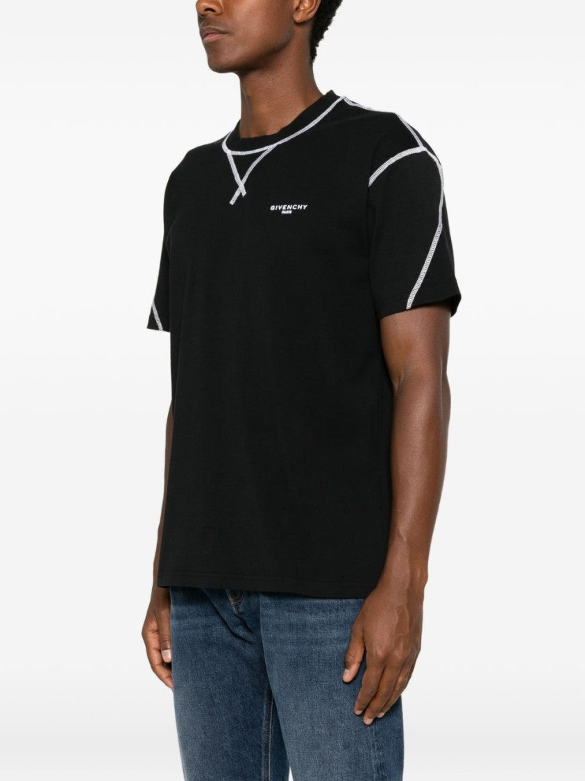 Givenchy Black Contrast Stitching Short-Sleeve T-Shirt