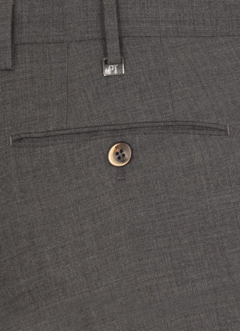 Pt Torino Grey Wool Trousers