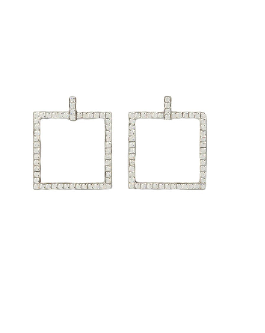 Roger Vivier Square-Shaped Silver Earrings