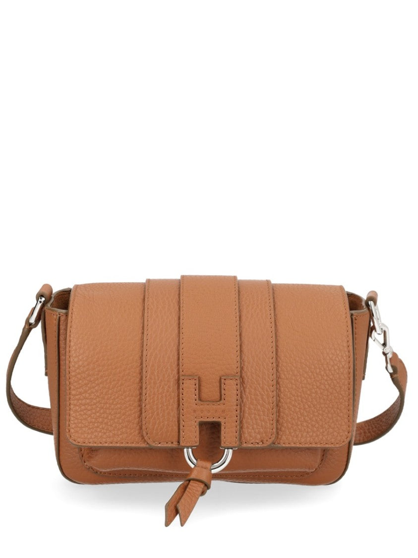 Hogan Flap Pebbled Leather Tassel Bag