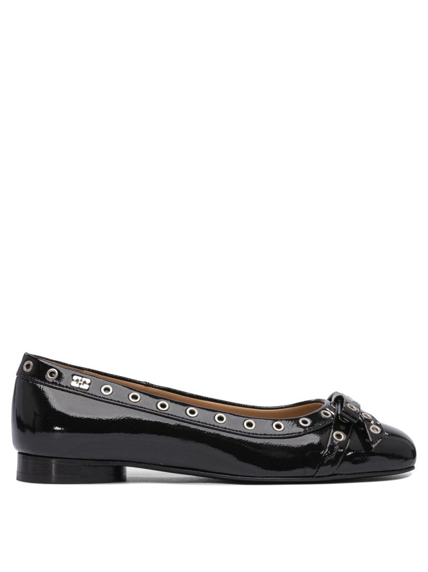 Ganni Eyelet Bow Ballet Flats
