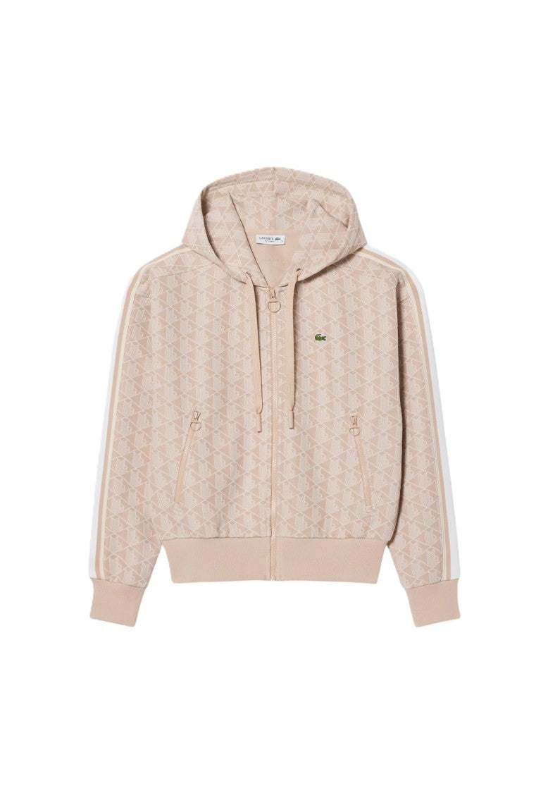 Lacoste Beige Monogram Jacquard Hoodie
