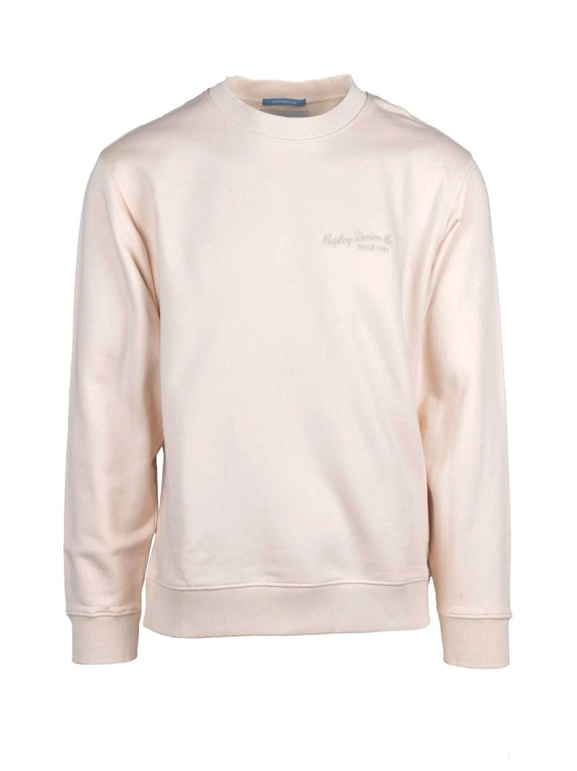 Replay White Crewneck Cotton Sweatshirt