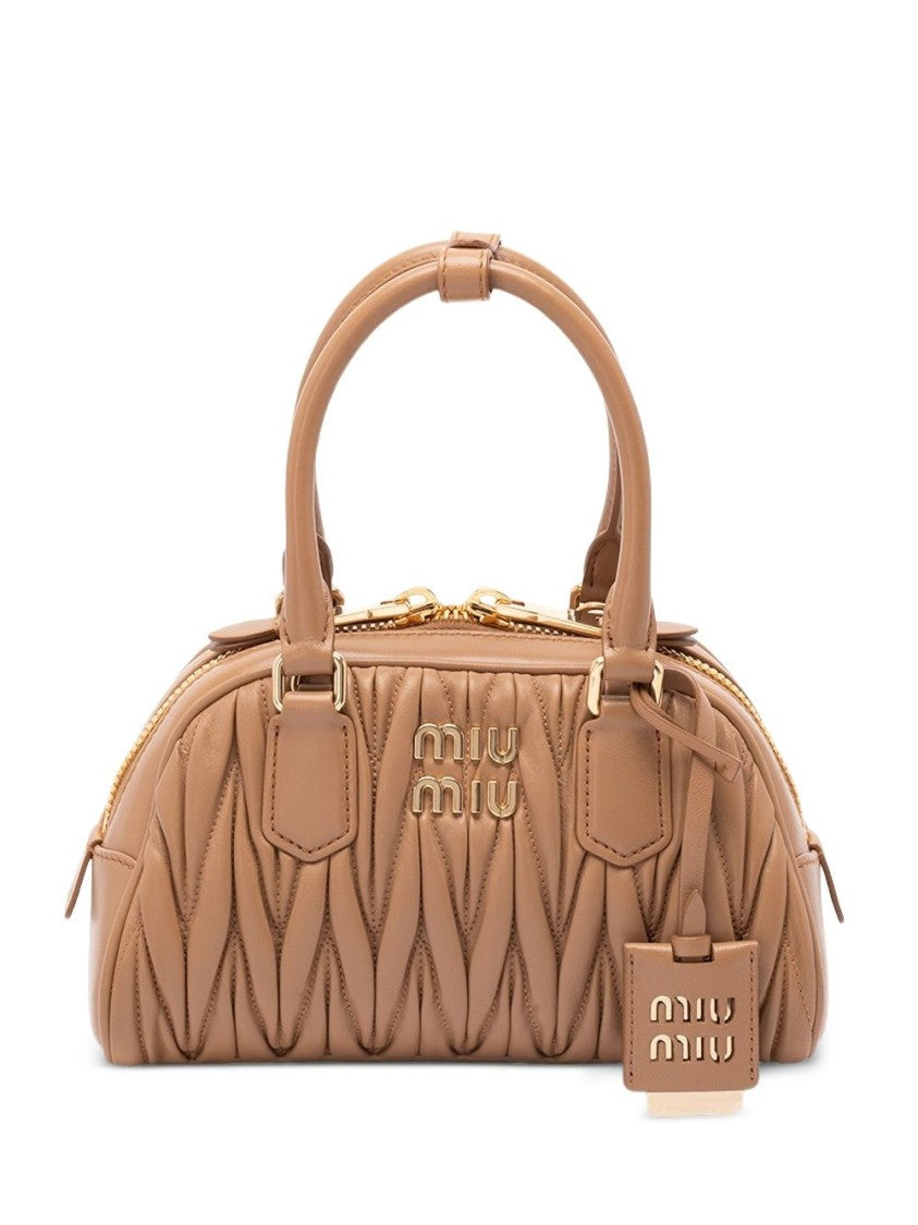 Miu Miu Brown Arcadie Matelassé Nappa Leather Bag