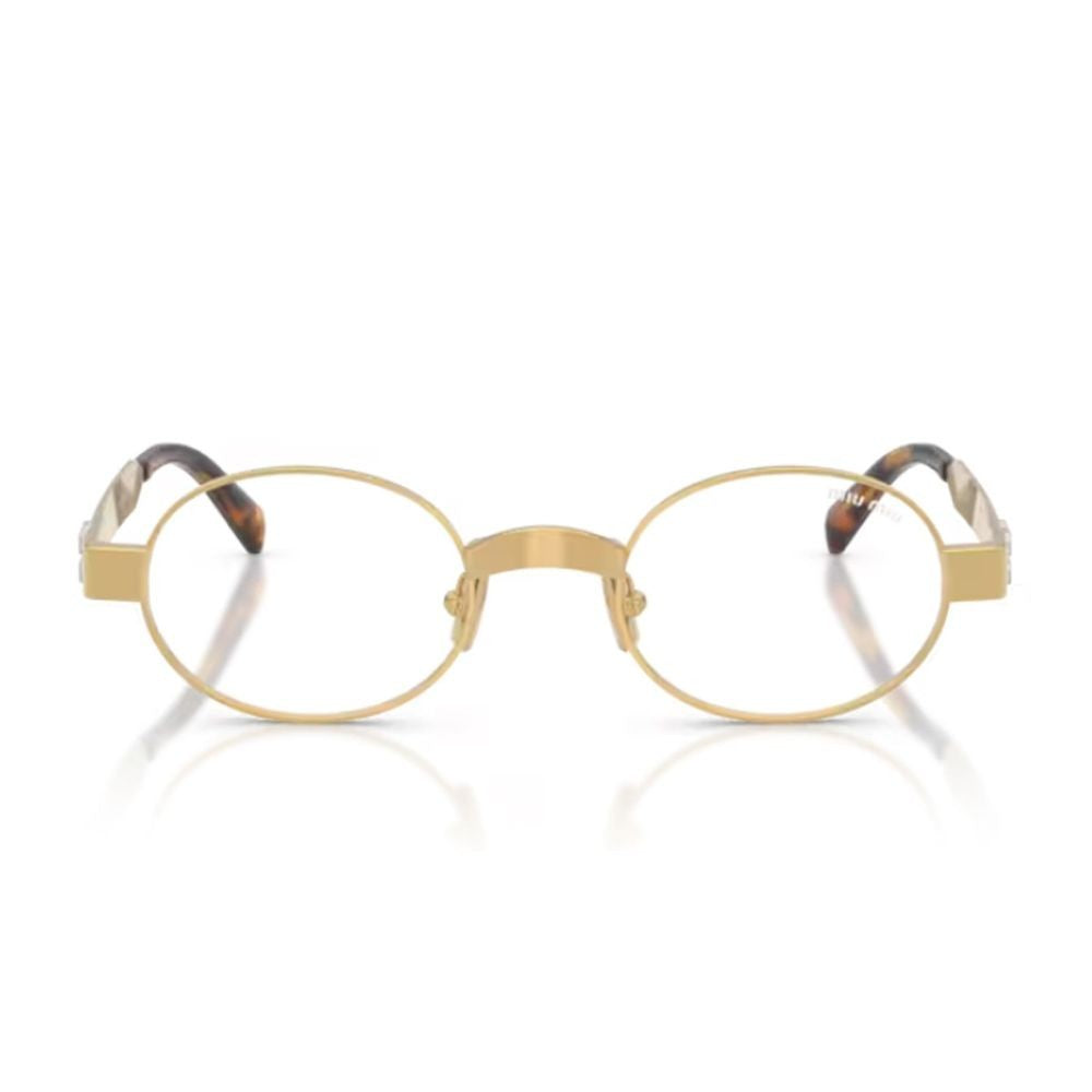 Miu Miu Oval Frame Sunglasses In Satin Gold-Tone Metal