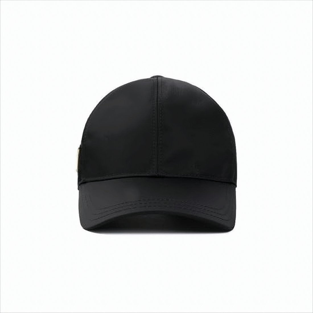Prada Structured Black Cap With Triangular Metal Logo