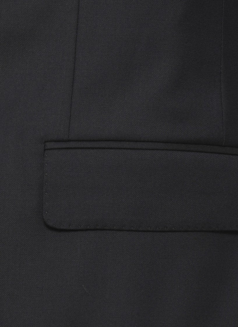 Lardini Black Pinstripe Wool Suit