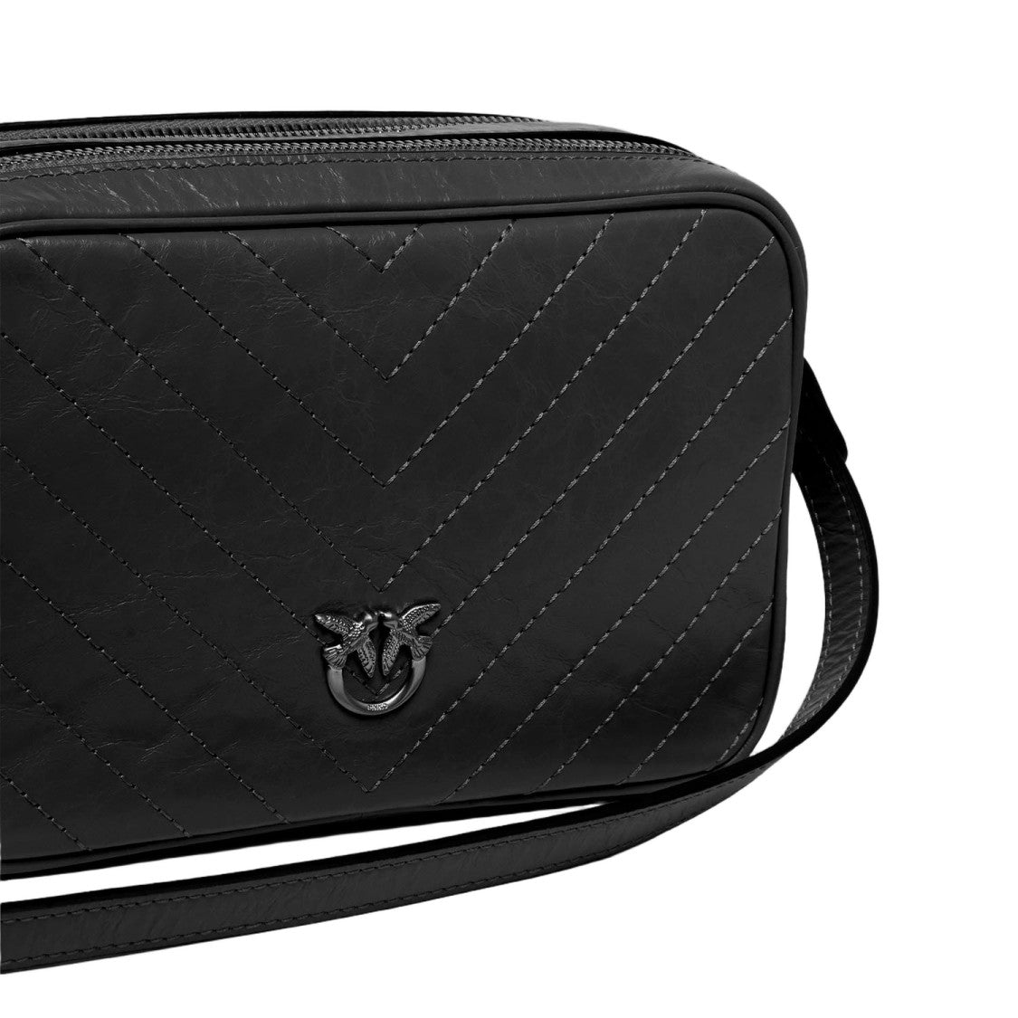 Pinko Rectangular Quilted Leather Handbag With Love Birds Detail