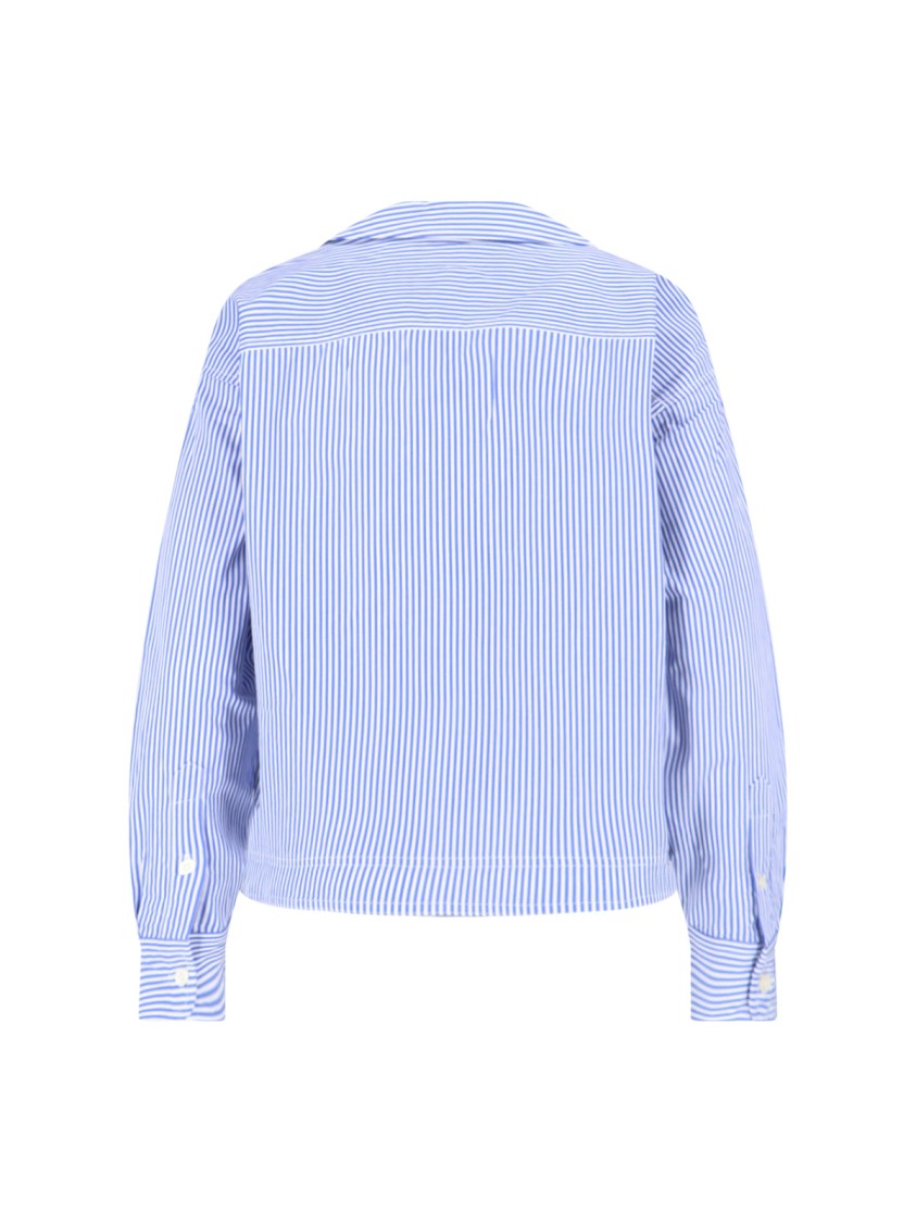 Polo Ralph Lauren Asymmetric Collar Blue Stripe Cotton Shirt
