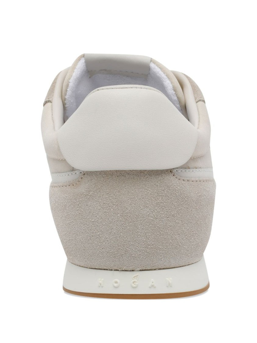 Hogan Beige Silk And Nylon Sneakers