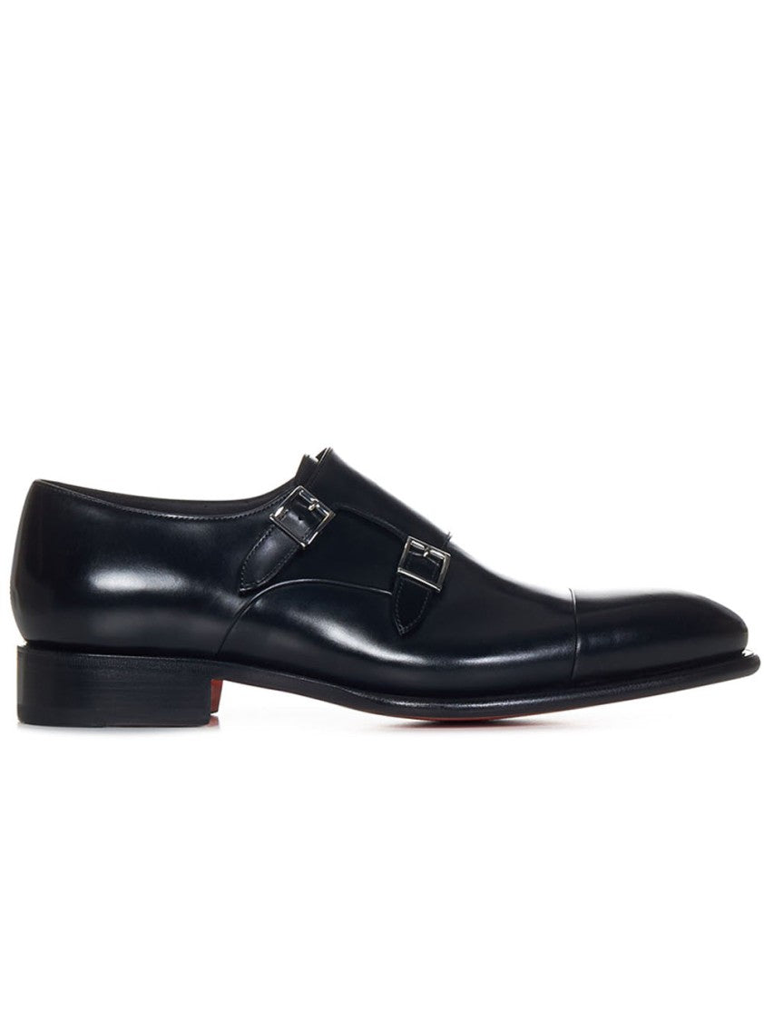 Santoni Black Leather Shoes