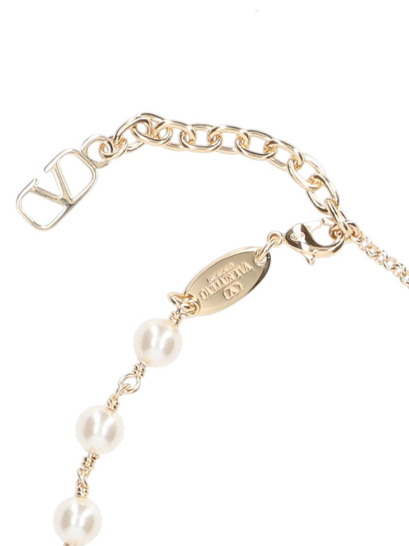 Valentino Garavani Gold-Tone Brass Bracelet With Signature 'V' Logo