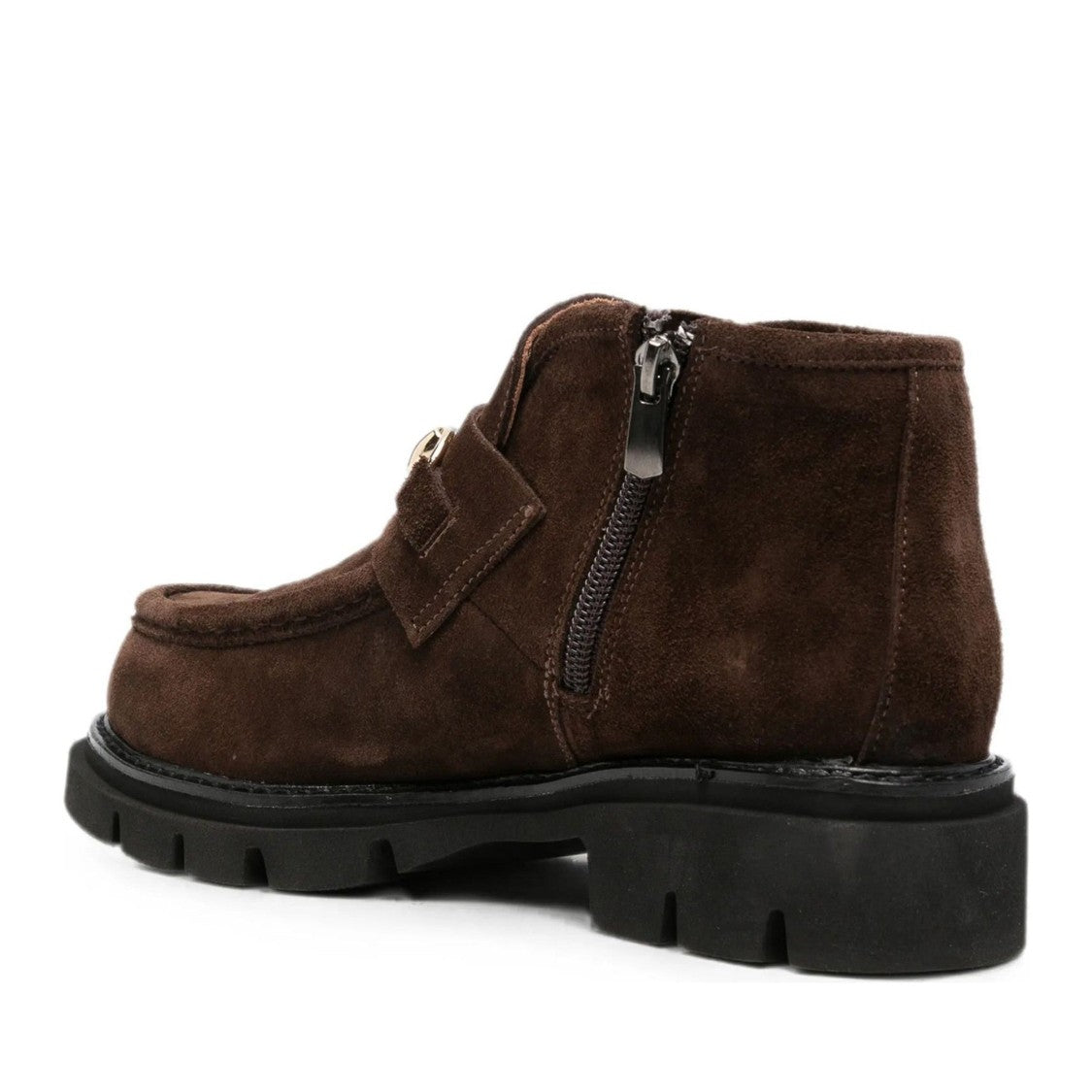 Sergio Moretti Brown Suede Gold-Tone Detail Boots