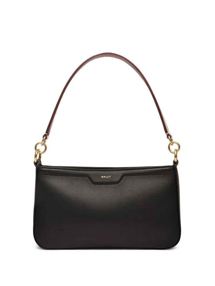 Bally Minimalist Black Cow Leather Tote Bag With Gold Accents