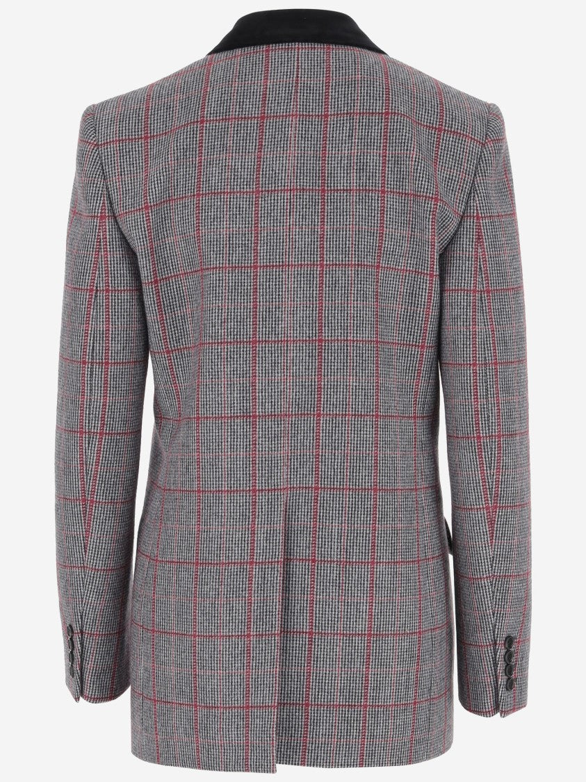 Chloé Double-Breasted Jacket With Velvet Collar And Plaid Design
