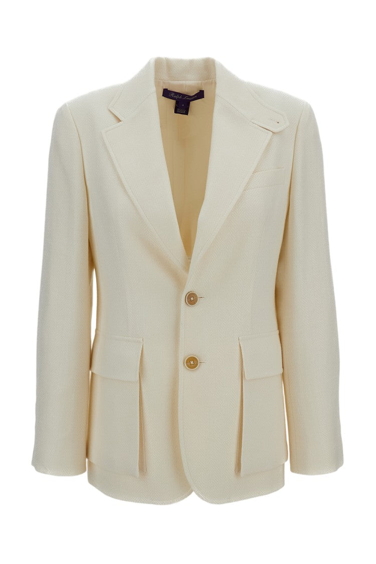 Ralph Lauren Collection White Preston Ii Herringbone Wool Blazer