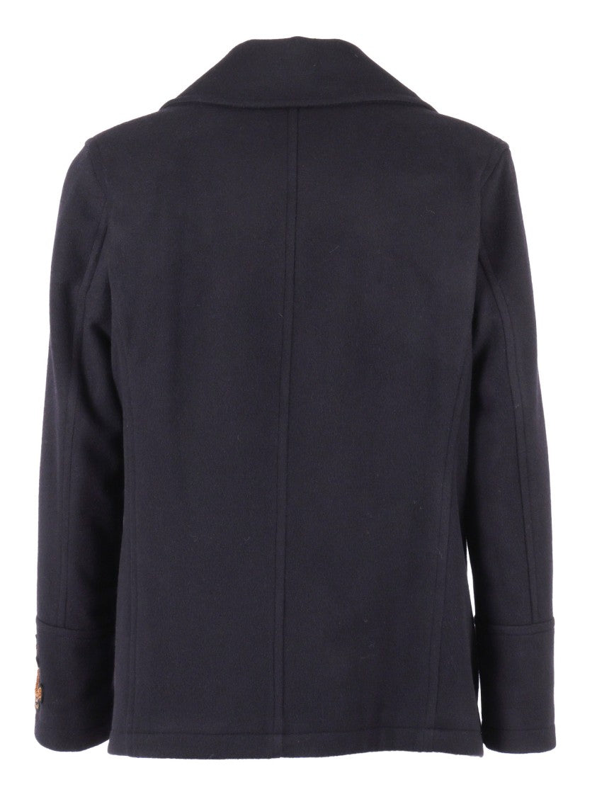 Sealup Elegant Misto Cashmere Peacoat With Hand-Embroidered Anchor Detail