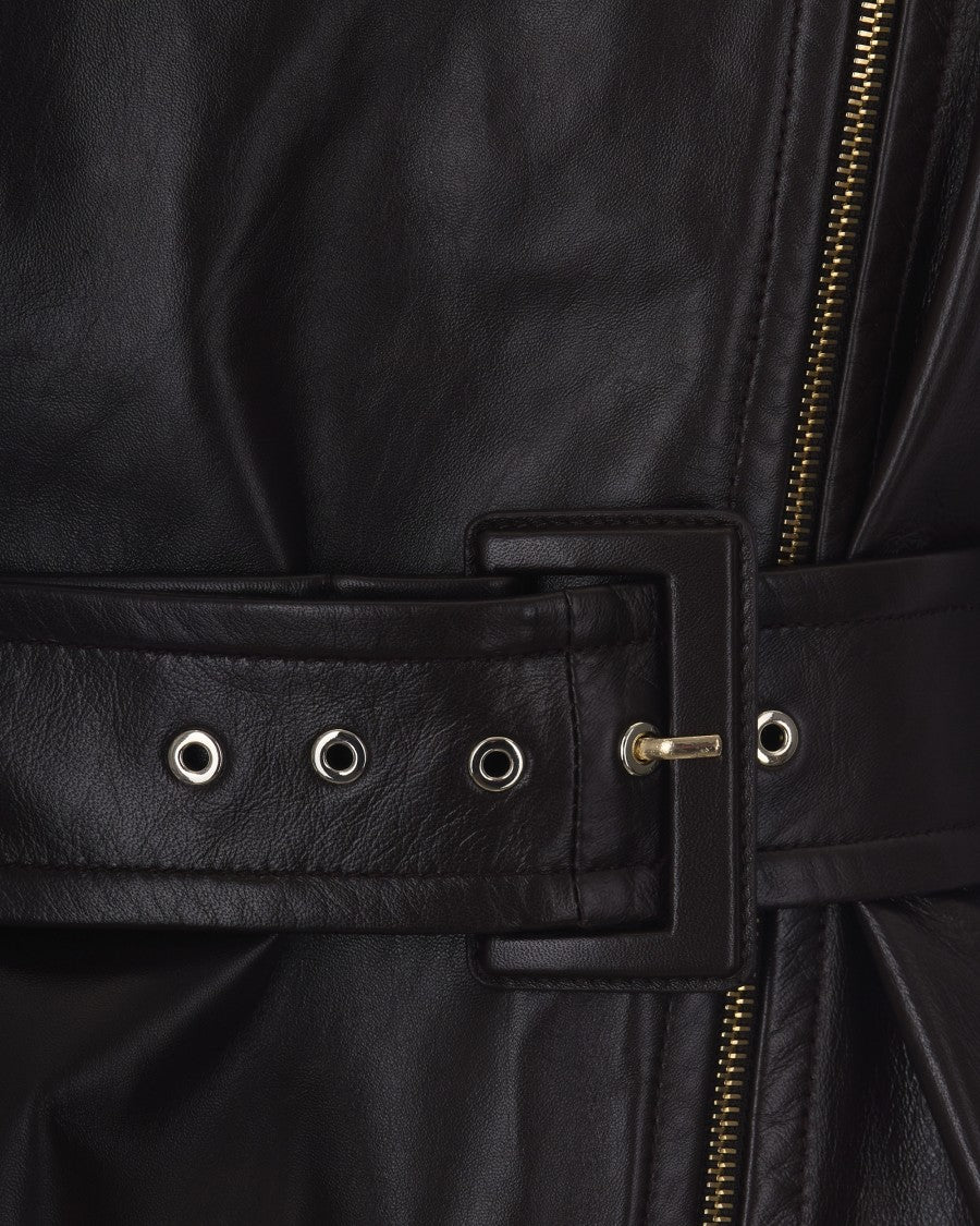 Max Mara Biker Jacket With High Belt And Asymmetrical Zip Closure