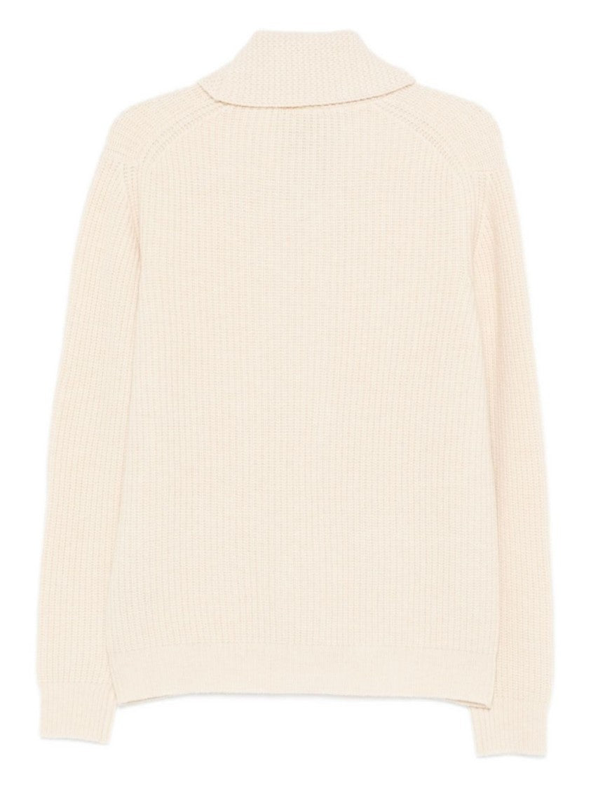 Rakki' Ivory Knit Cardigan With Shawl Collar