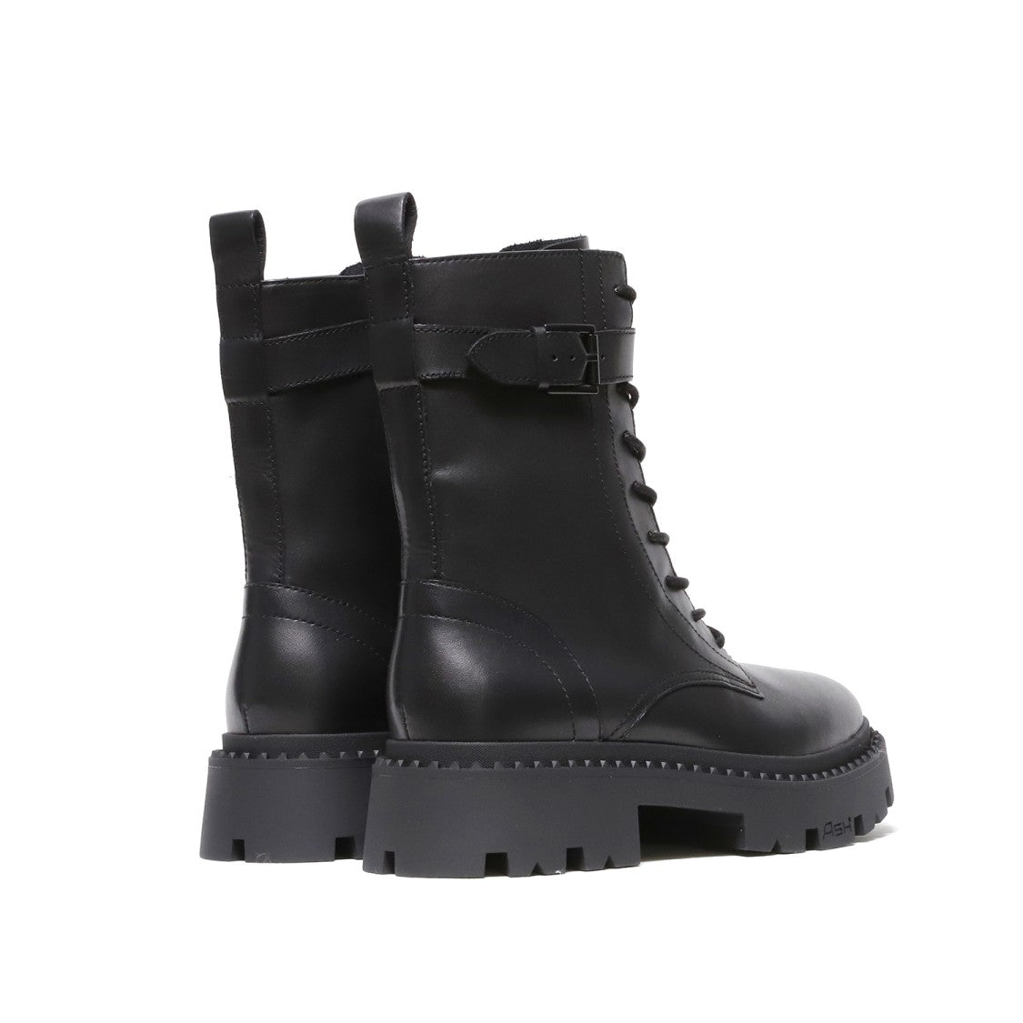 Ash Amphibious Boot Tied In Black Leather With Side Buckle