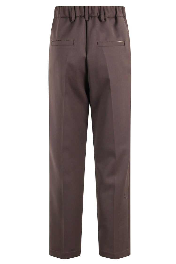 Alysi Chocolate Wool Blend Cigarette Pants With Tailored Finish