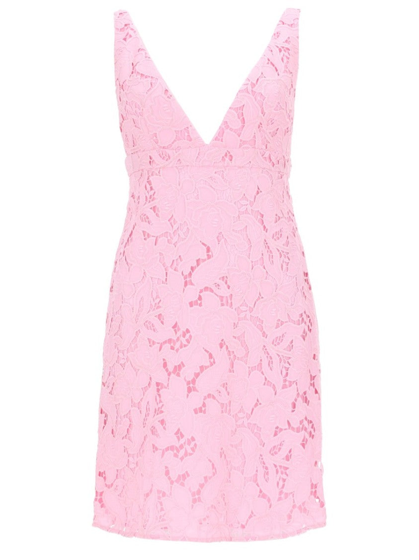 Michael Michael Kors Fitted V-Neck Lace Overlay Dress