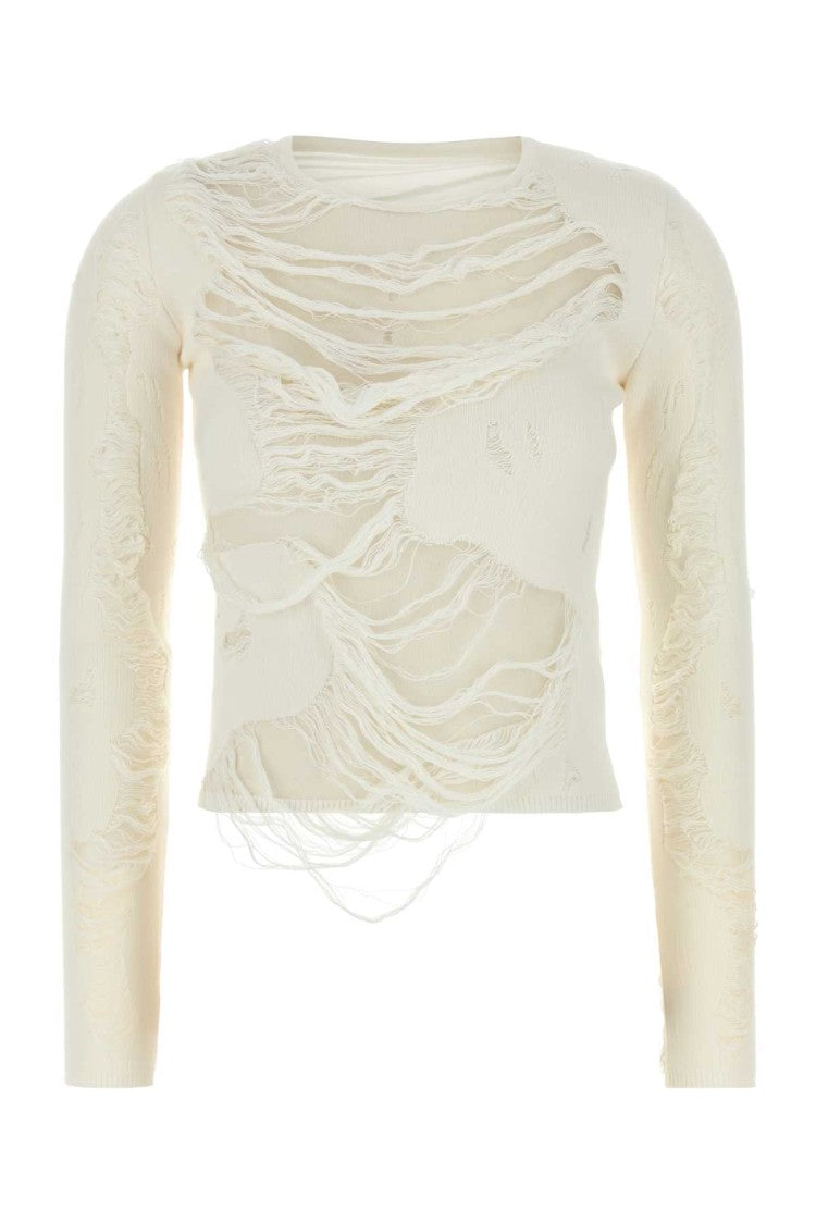 Mm6 By Maison Margiela Ivory Cotton Blend Sweater