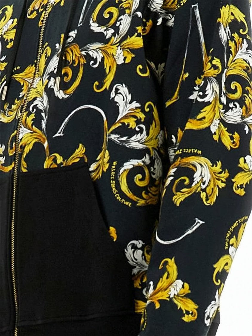 Versace Baroque-Inspired Hoodie In Black With Gold Print