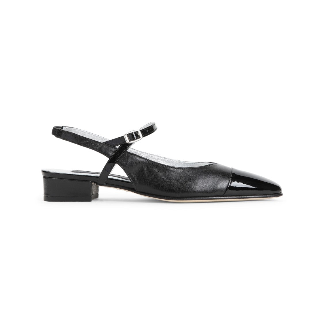 Carel Paris Black Leather And Patent Leather Slippers