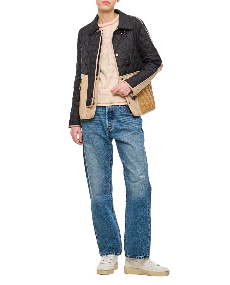 Fay Boxy Quilted Jacket With Color-Blocked Design