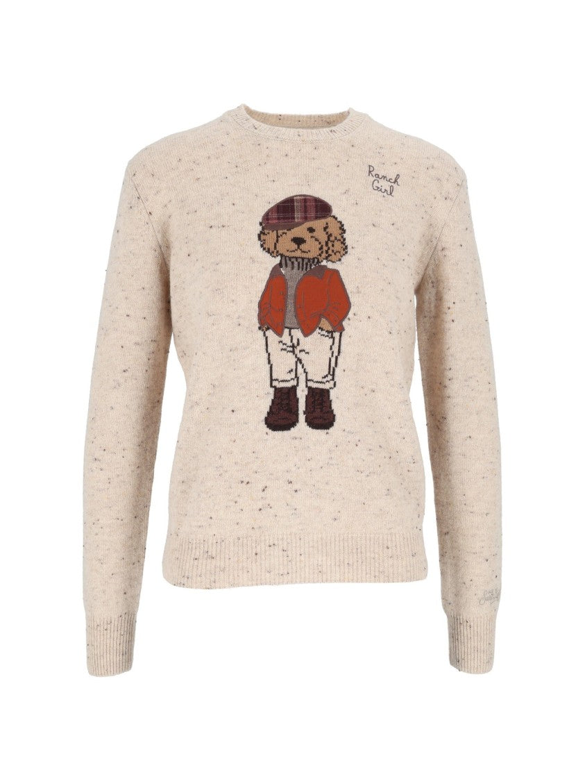Mc2 Saint Barth Poodle-Embroidered Alpaca Blend Crewneck Sweater