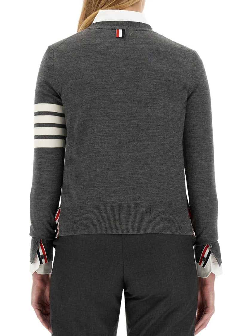 Thom Browne Relaxed Fit Cardigan With Striped Detail